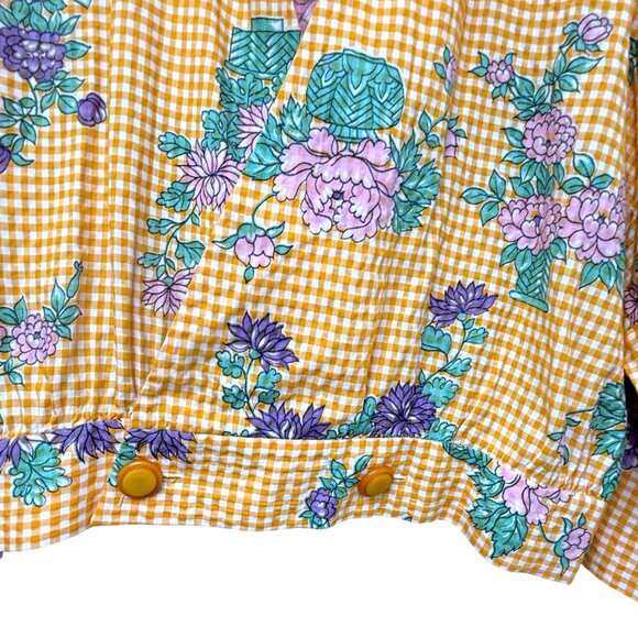 Rare Vintage Bouncing Bertha's Banana Blanket Top Medium Yellow 70s Cottagecore - Picture 6 of 14